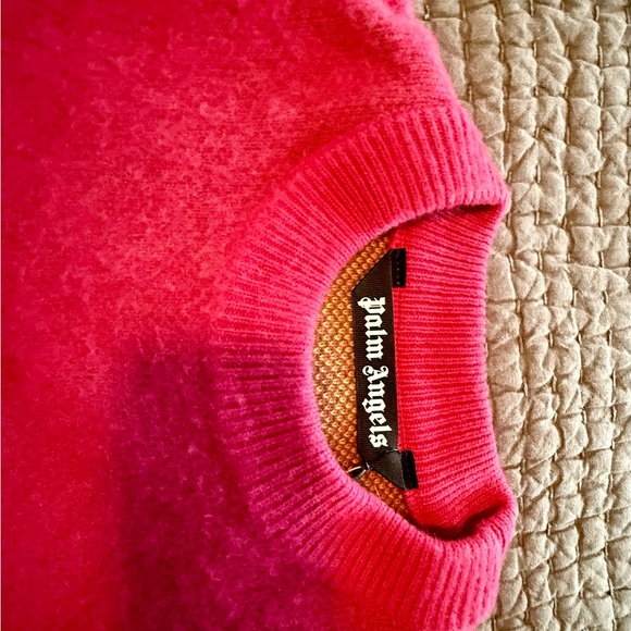 Men’s wool sweater pink and Yellow Flame Sweater by Palm Angels - Picture 4 of 5